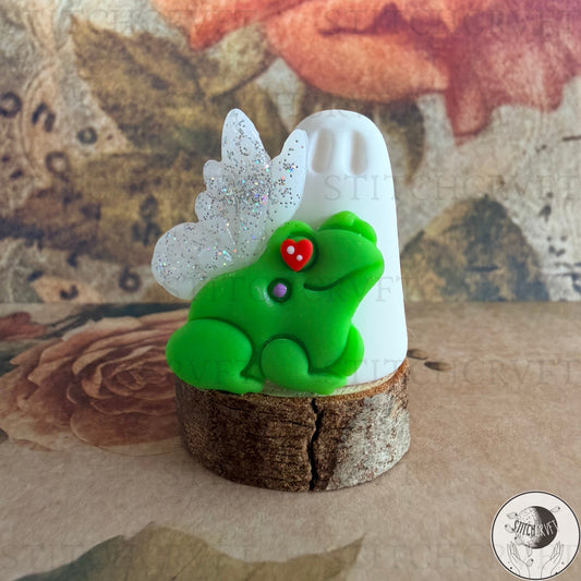 Ghost with fairy frog familiar | Handmade to order