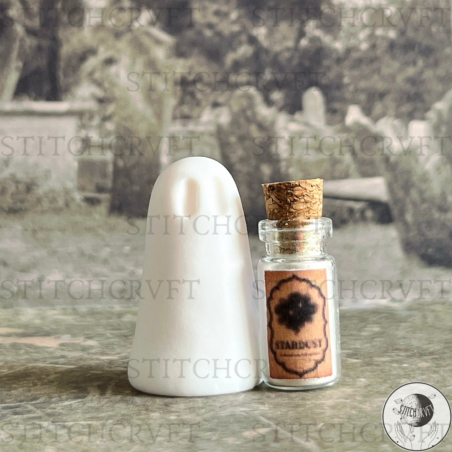 Ghost with tiny potion ingredients | Handmade to order
