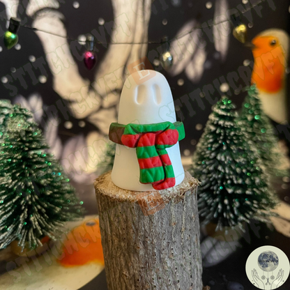 Spookmas Ghost wearing scarf | Handmade to order