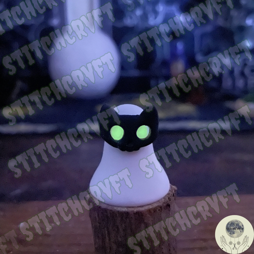 Ghost with cat skull mask and glowing eyes | Handmade to order