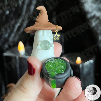 Fortune ghost with crystal ball and bubbling cauldron| PRE-ORDER