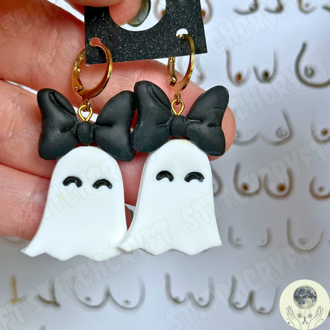 Cute ghost bow earrings | Handmade to order