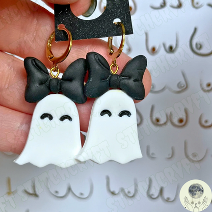 Cute ghost bow earrings | Handmade to order