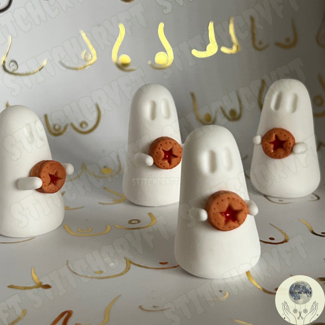 Ghost holding jammy biscuit | Handmade to order