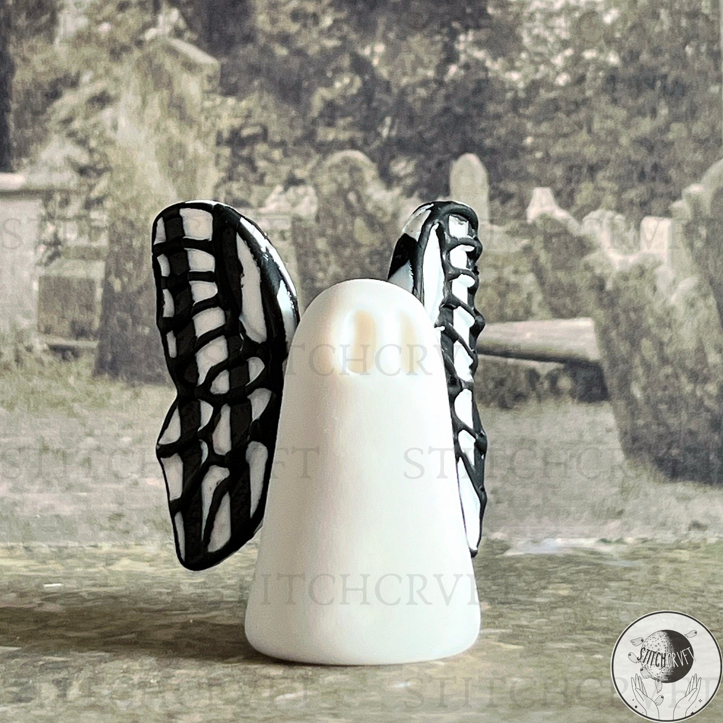 Ghost with black and white striped wings | Limited small batch