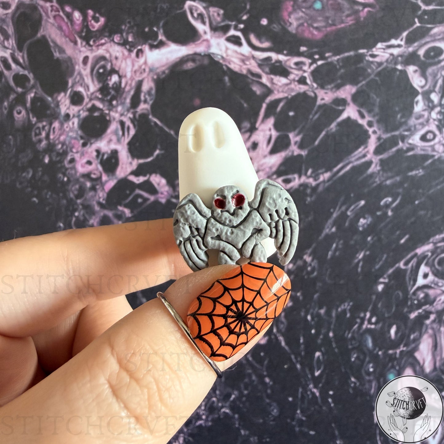 Ghost with gargoyle familiar | Handmade to order