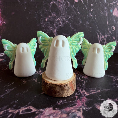 Ghost with glowing luna moth wings | Handmade to order