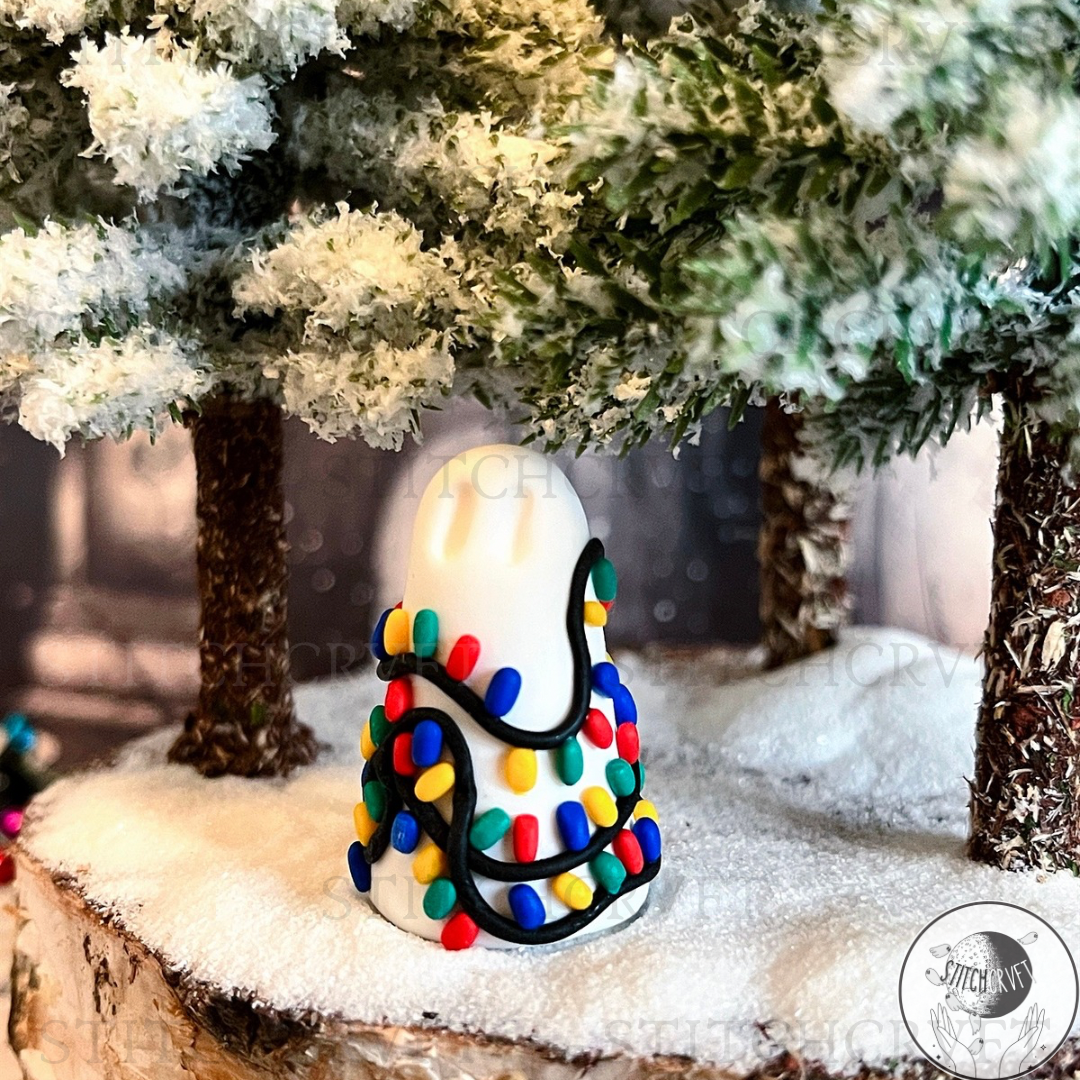 Ghost wrapped in tiny christmas lights | Handmade to order