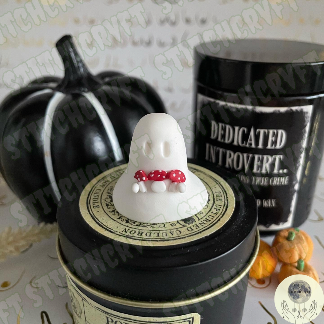 Ghost holding mushroom trio | Handmade to order