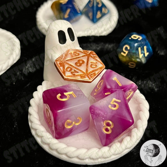 D&D ghost dice tray with dice set