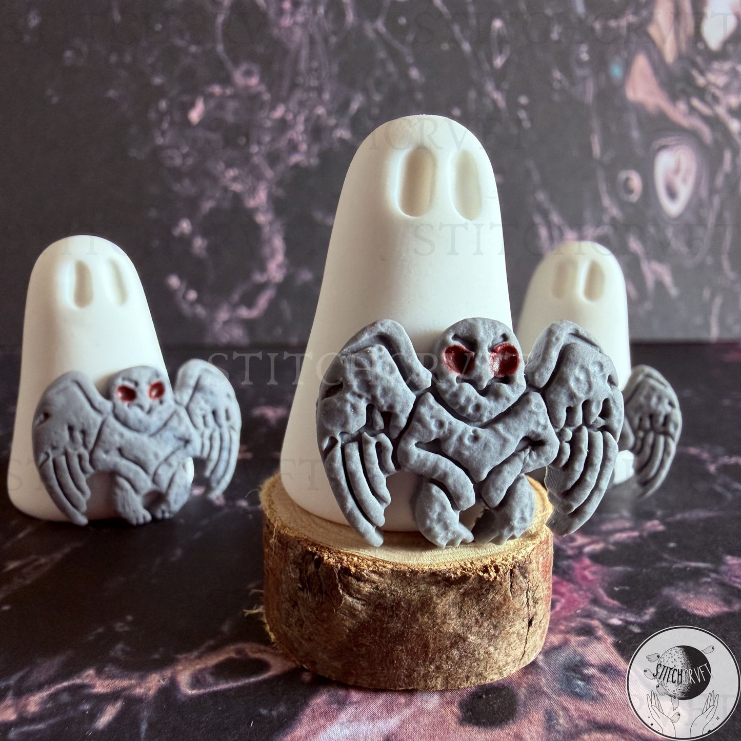 Ghost with gargoyle familiar | Handmade to order