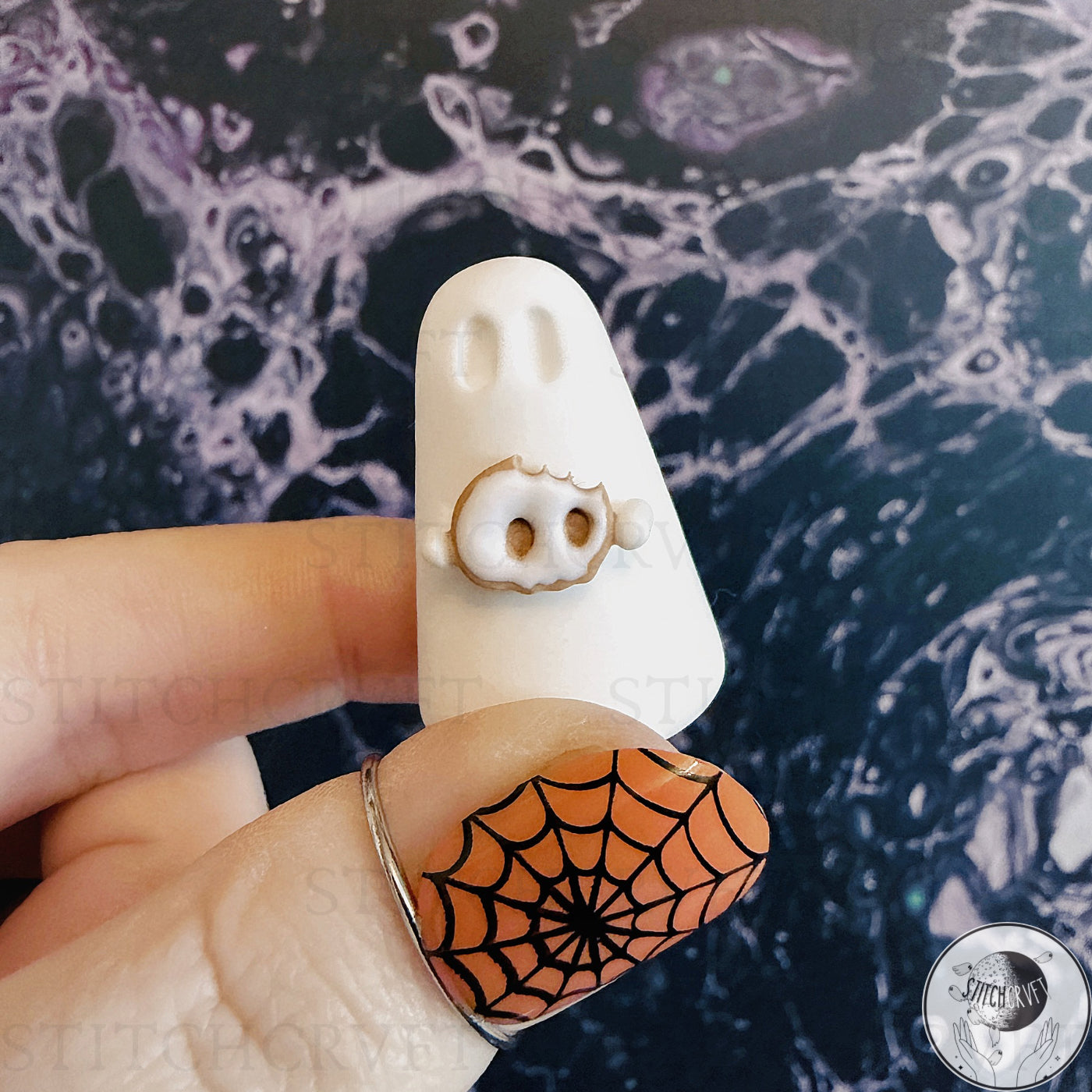Ghost holding tiny iced cookies | Handmade to order