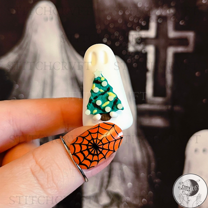 Ghost holding tiny christmas tree | Handmade to order