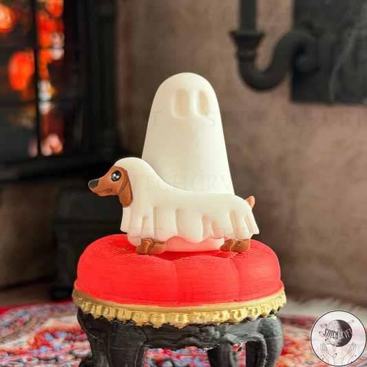 Ghost with wiener dog ghost familiar | Handmade to order