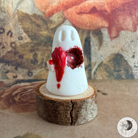 Ghost holding carved out anatomical heart | Handmade to order