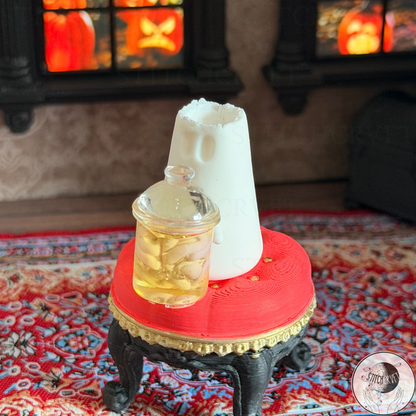 Ghost holding mini jar of brains | Handmade to order