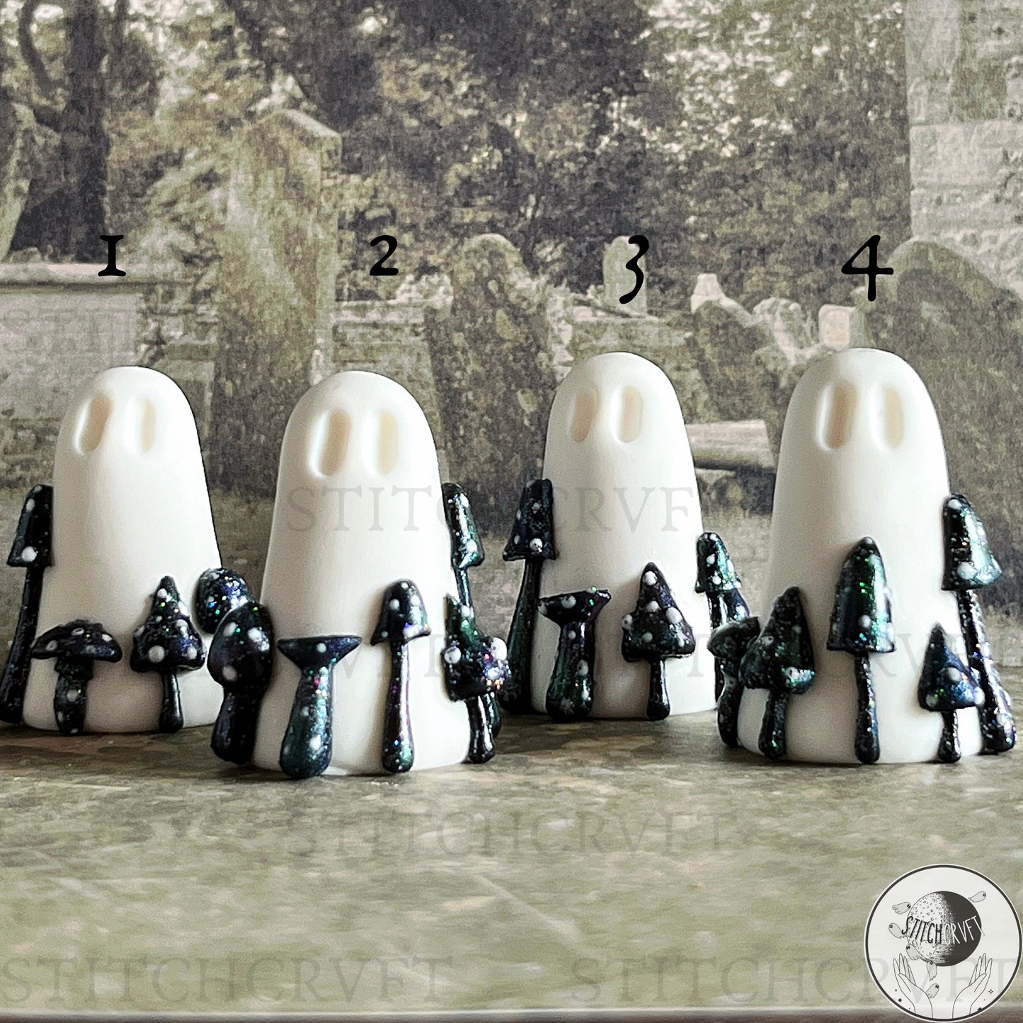 Ghosts covered in tiny Galaxy Mushrooms  | Limited small batch
