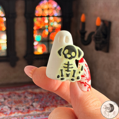 Ghost with glowing skeleton dog familiar | Handmade to order