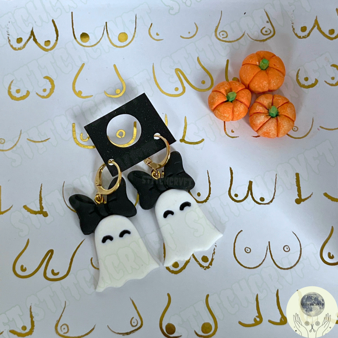 Cute ghost bow earrings | Handmade to order