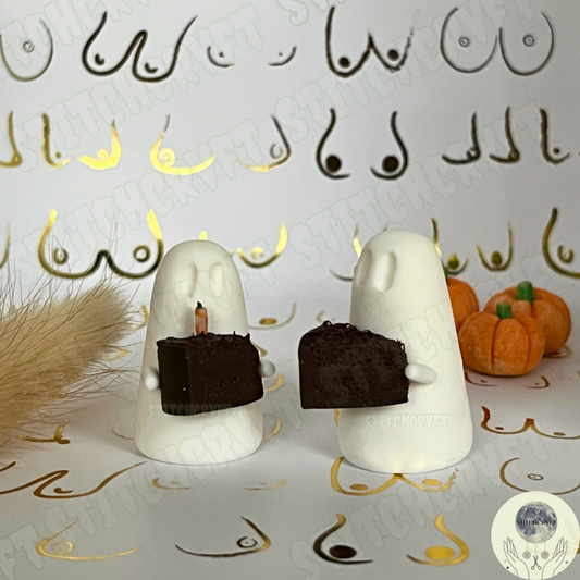 Ghost holding chocolate cake slice | Limited small batch