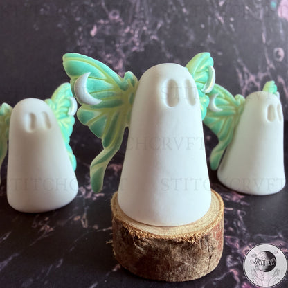 Ghost with glowing luna moth wings | Handmade to order