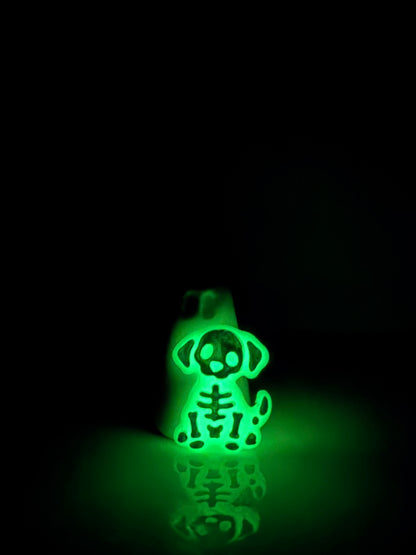 Ghost with glowing skeleton dog familiar | Handmade to order