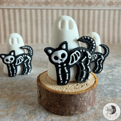 Ghost with Skelecat familiar  | Handmade to order