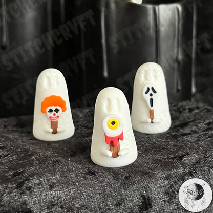 Ghost holding tiny I-Scream | Handmade to order