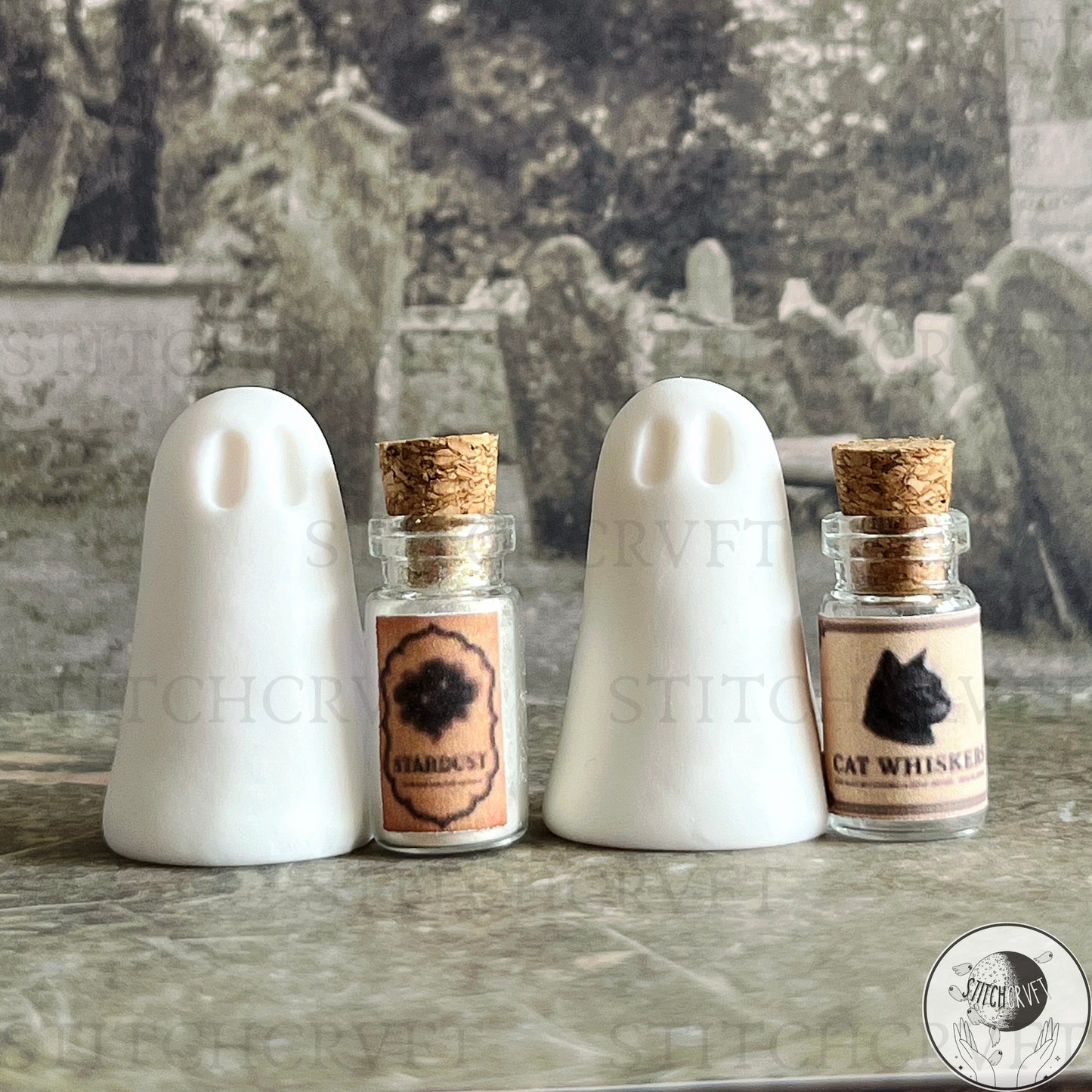 Ghost with tiny potion ingredients | Handmade to order