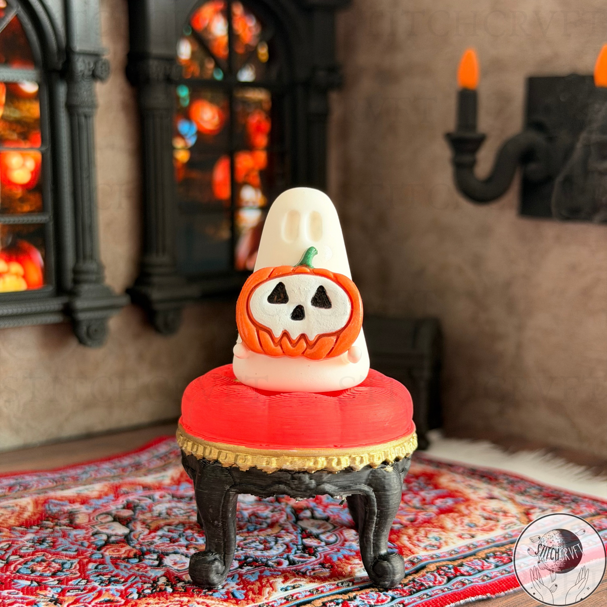 Ghost holding skull pumpkin | Handmade to order