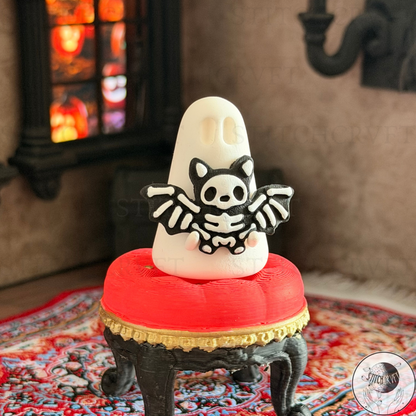 Ghost holding black skelebat | Handmade to order