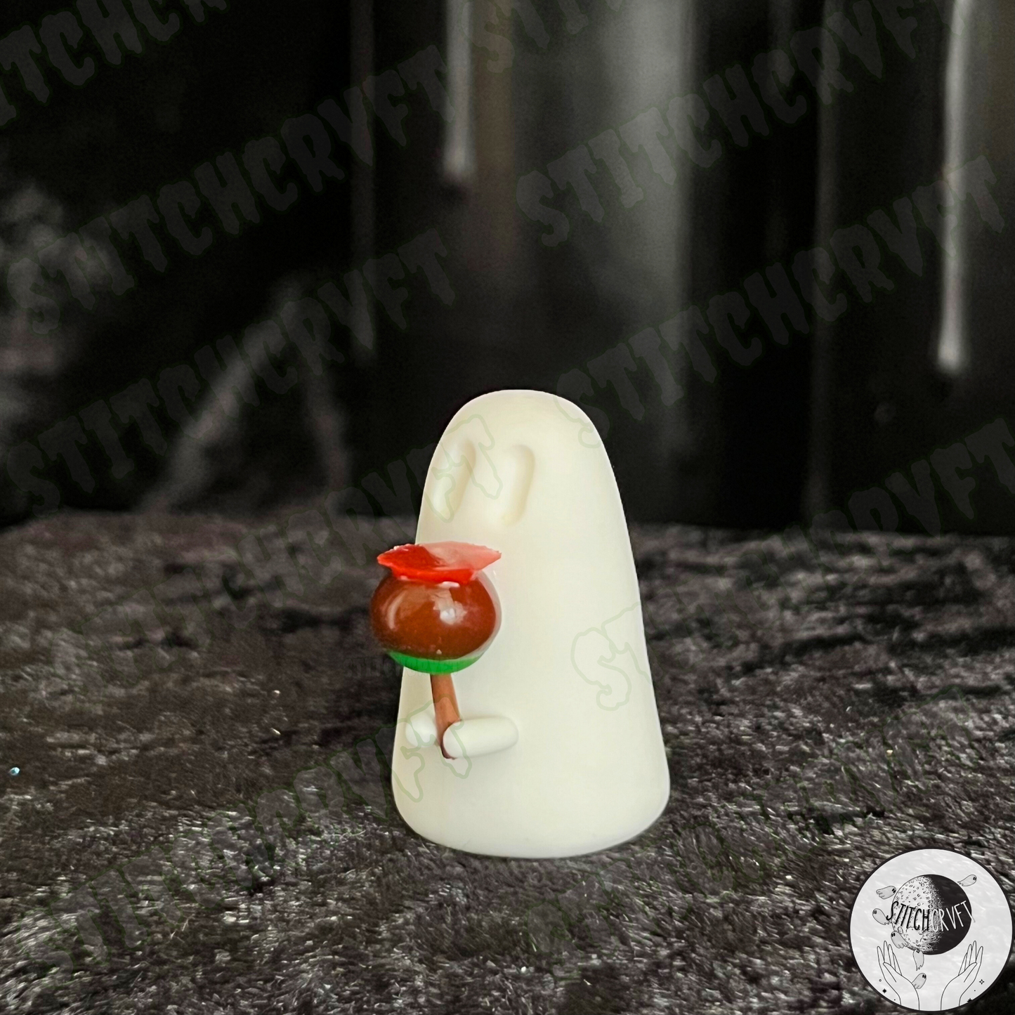 Ghost holding tiny toffee apple | Small batch