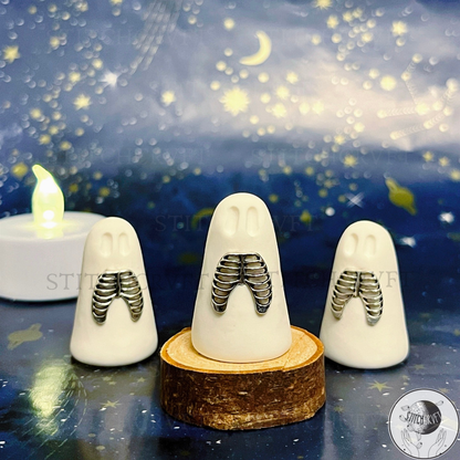 Ghost with metal 3D ribcage | Handmade to order