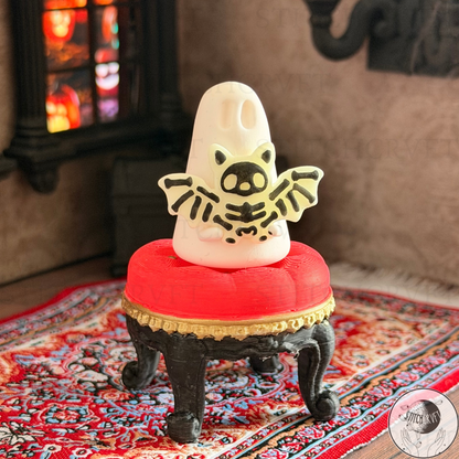 Ghost holding glowing skeleton bat | Handmade to order