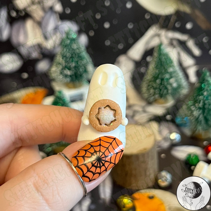 Spookmas Ghost holding tiny sugar cookie | Handmade to order