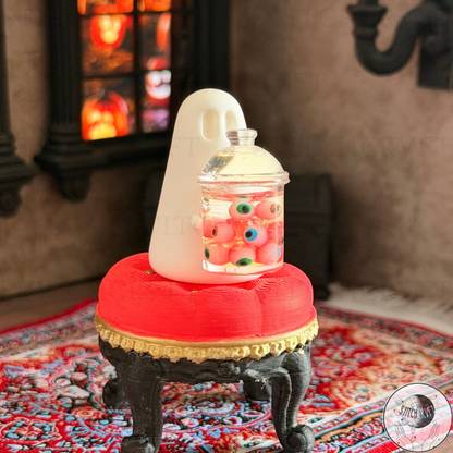 Ghost holding mini jar of eyeballs | Handmade to order