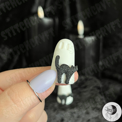 Ghost with shrieking black cat familiar | Handmade to order