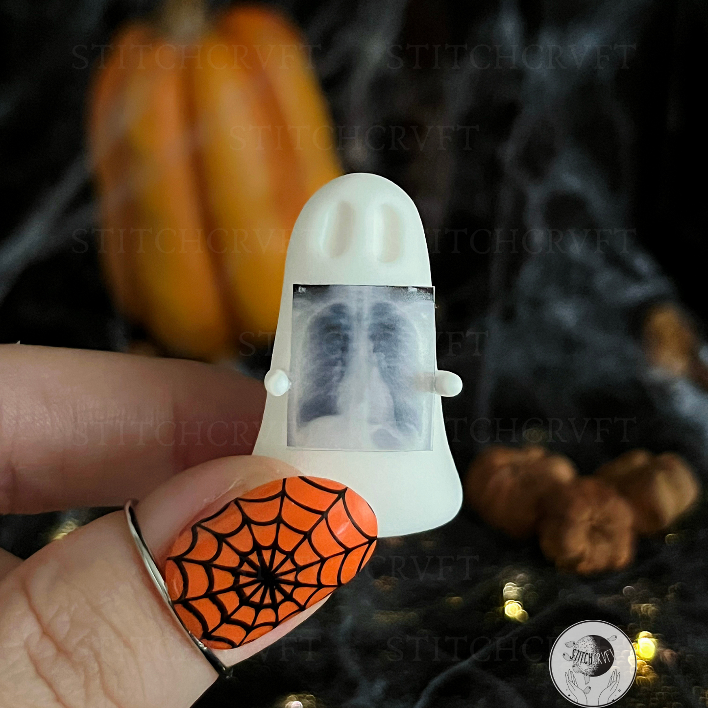 Ghost holding tiny x-ray | Handmade to order