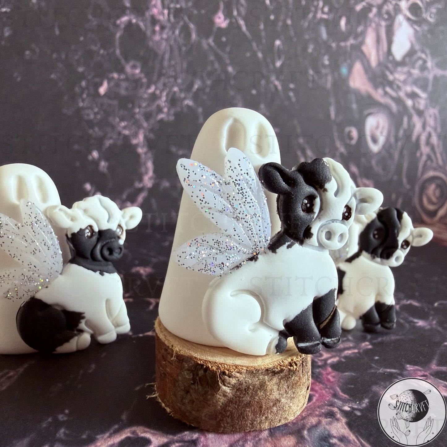 Ghost with fairy cow familiar | Handmade to order