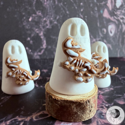Ghost with t-rex fossil cookie | Handmade to order