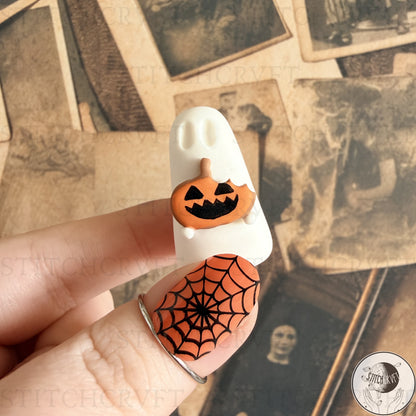 Ghost holding tiny pumpkin cookie | Handmade to order