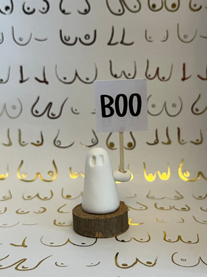 Ghost holding scary BOO sign | Made to order