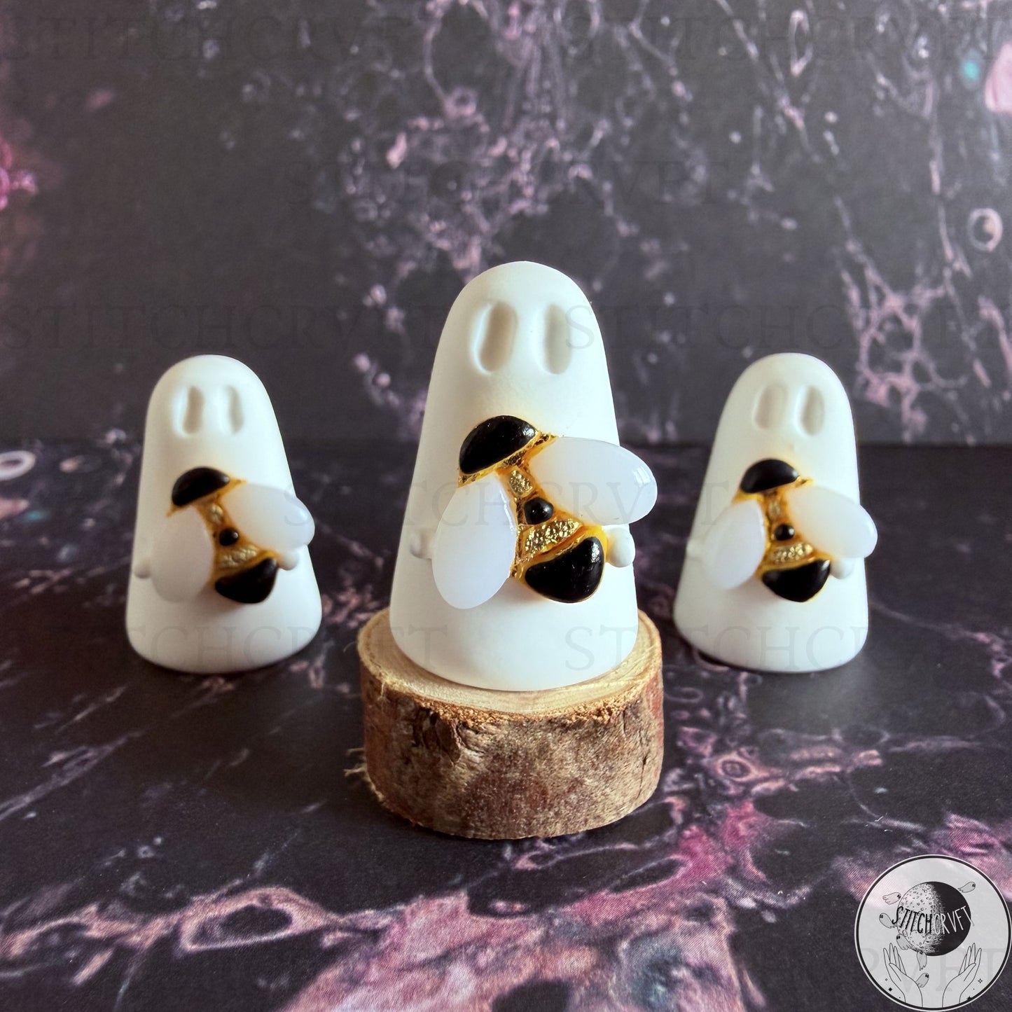 Ghost holding golden bee | Handmade to order