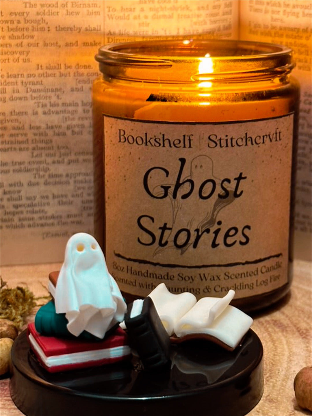 GHOST STORIES - BOOKSHELF X STITCHCRVFT HANDMADE 8OZ CANDLE PRE-ORDER