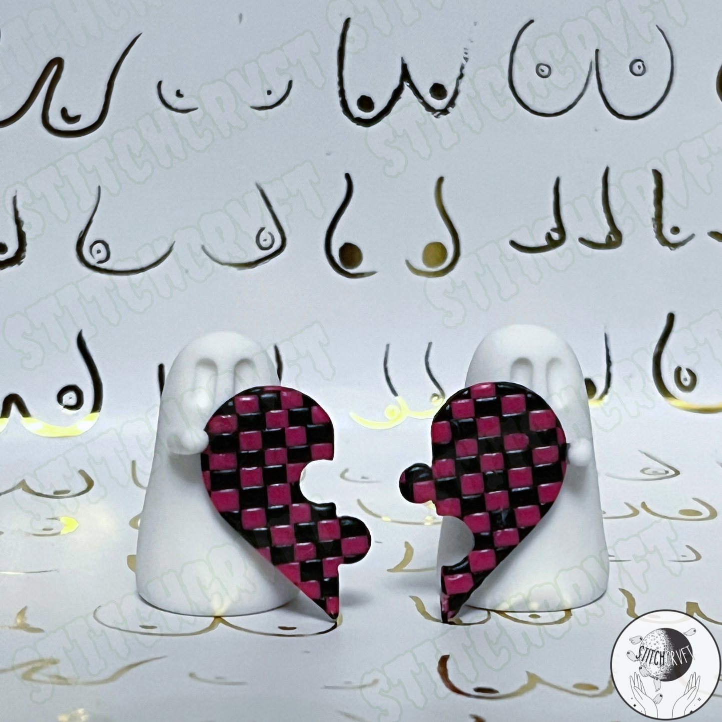 Ghost duo with chequered hearts | Small batch