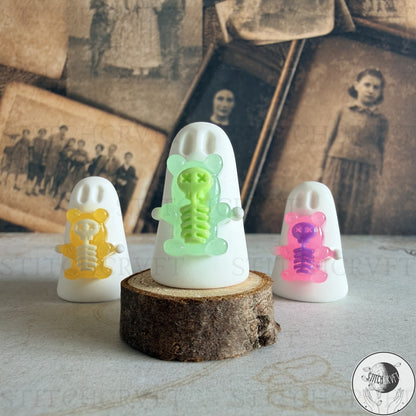 Ghost holding skele-gummy bear | Handmade to order