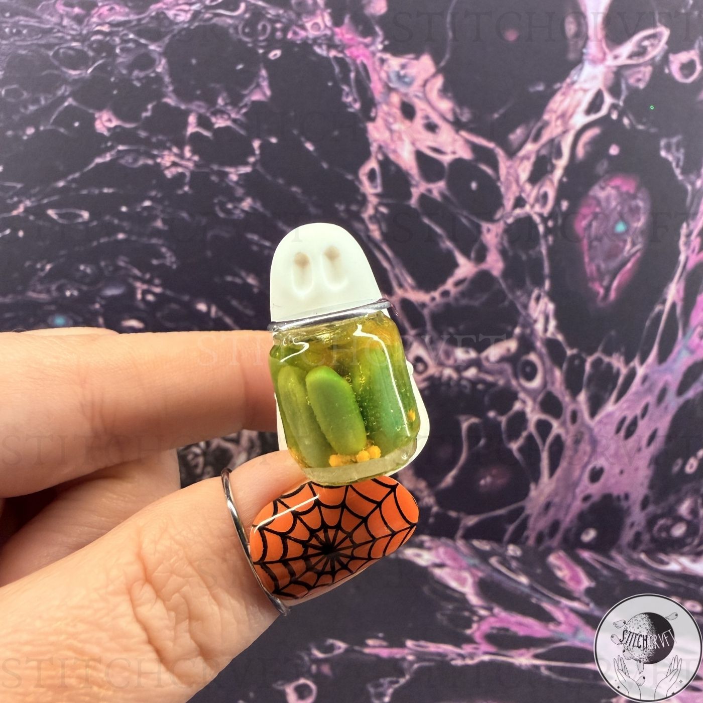 Ghost holding jar of pickles | Handmade to order