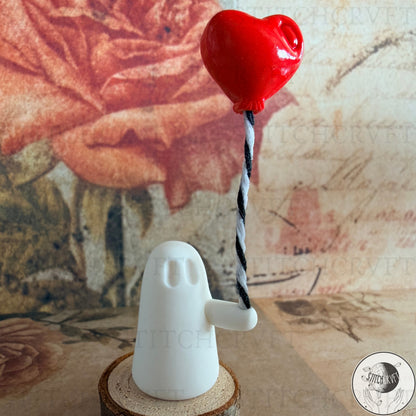Ghost holding heart shaped balloon | Handmade to order