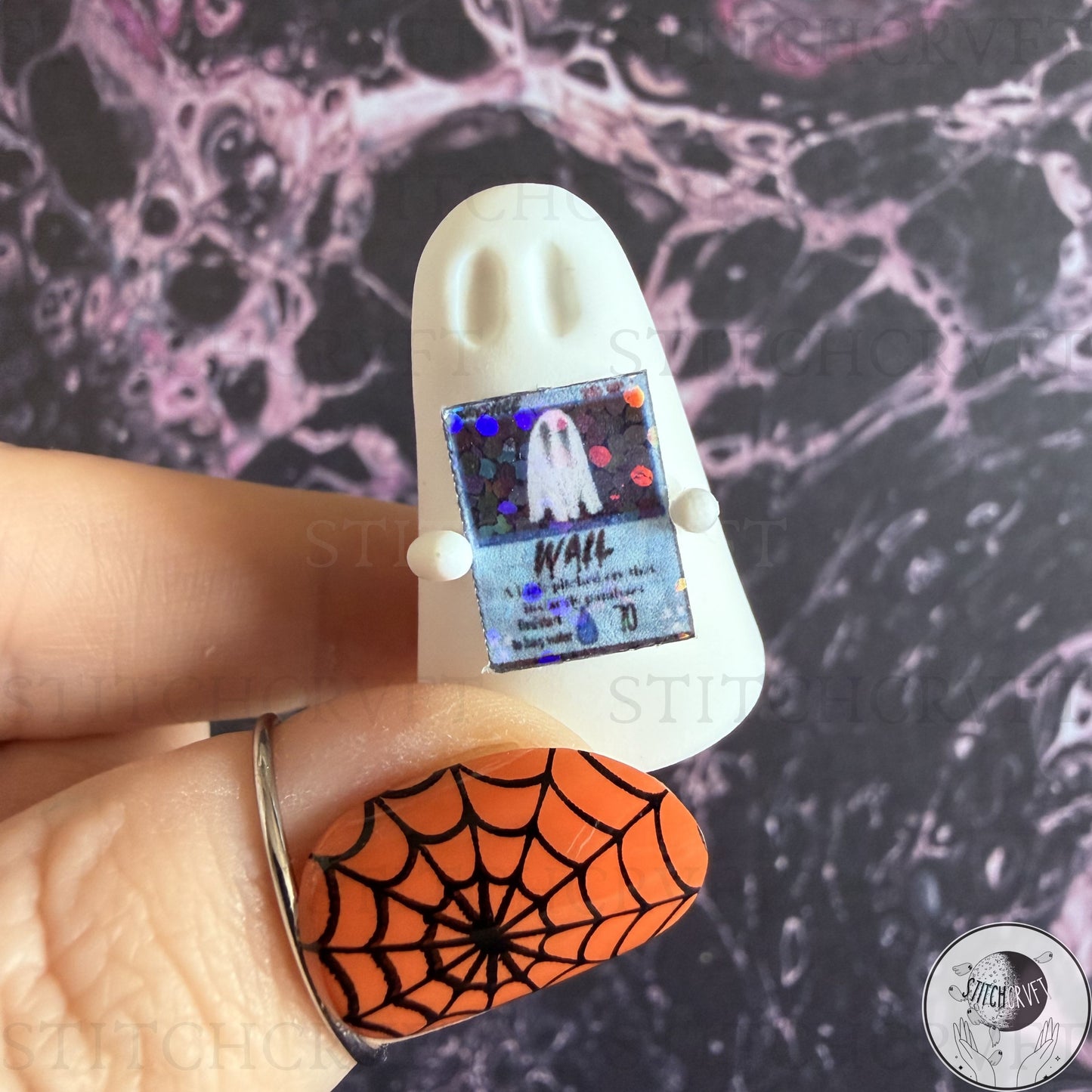 Ghost holding shiny ghost game cards | Handmade to order