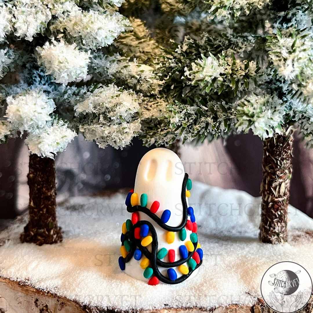Ghost wrapped in tiny christmas lights | Handmade to order